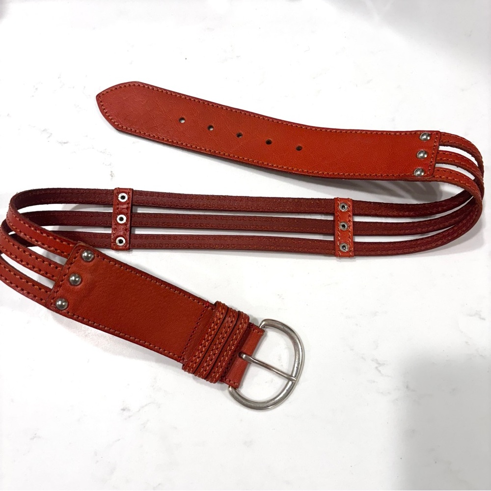 Linea Pelle Handmade Genuine Leather Belt Terracotta Brown Size Small